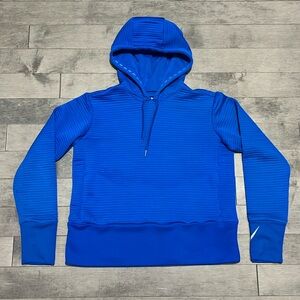 Nike Dri Fit Ribbed Hoodie - Blue - Small